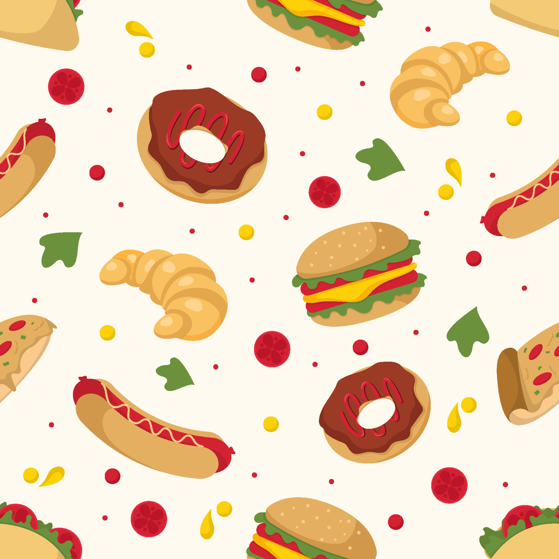 Junk Food Seamless Pattern Background 7939197 Vector Art at Vecteezy