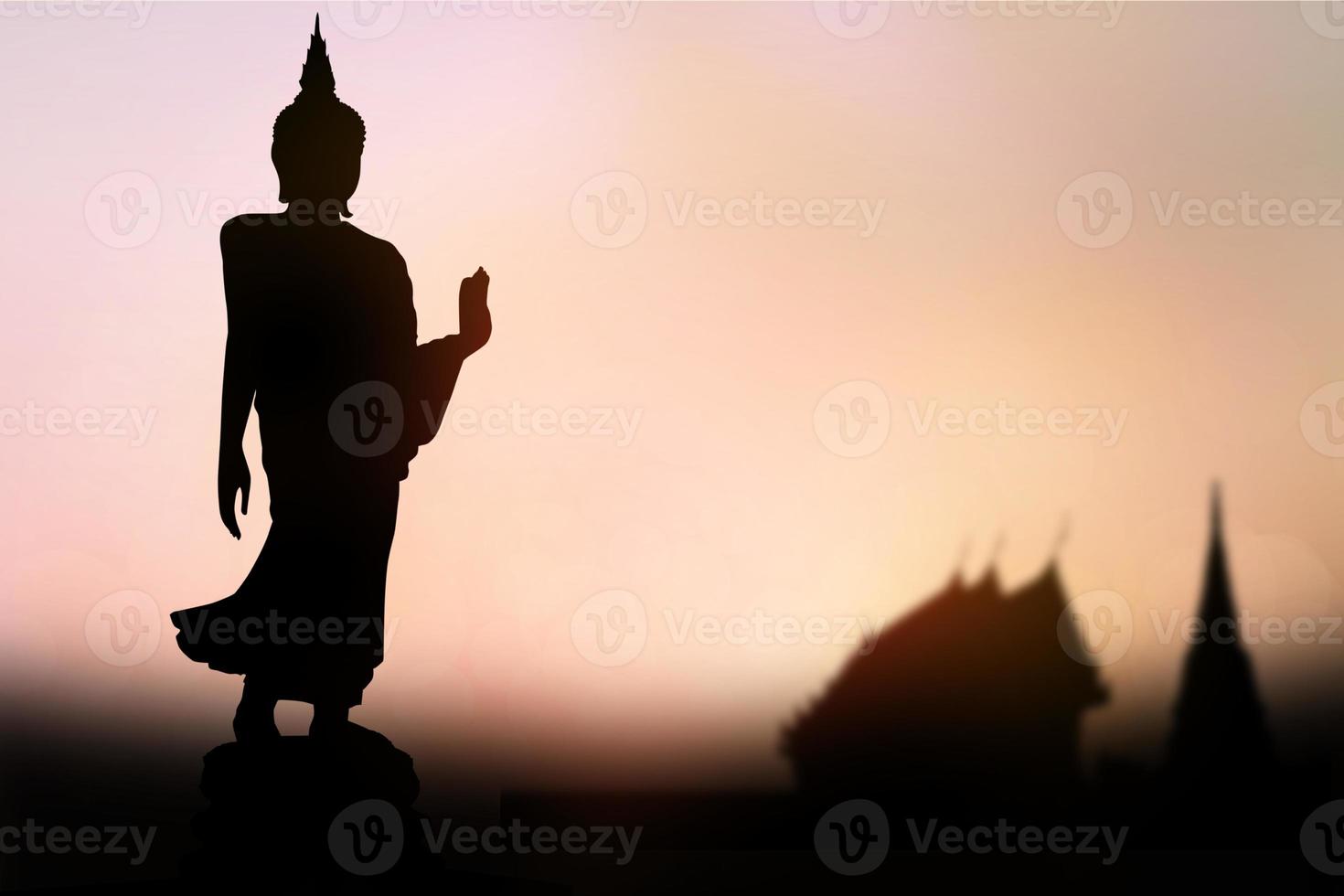 big buddha silhouette sunset background.Makha Bucha Day.Vesak Day.Asanha Bucha.Buddhist Lent. photo