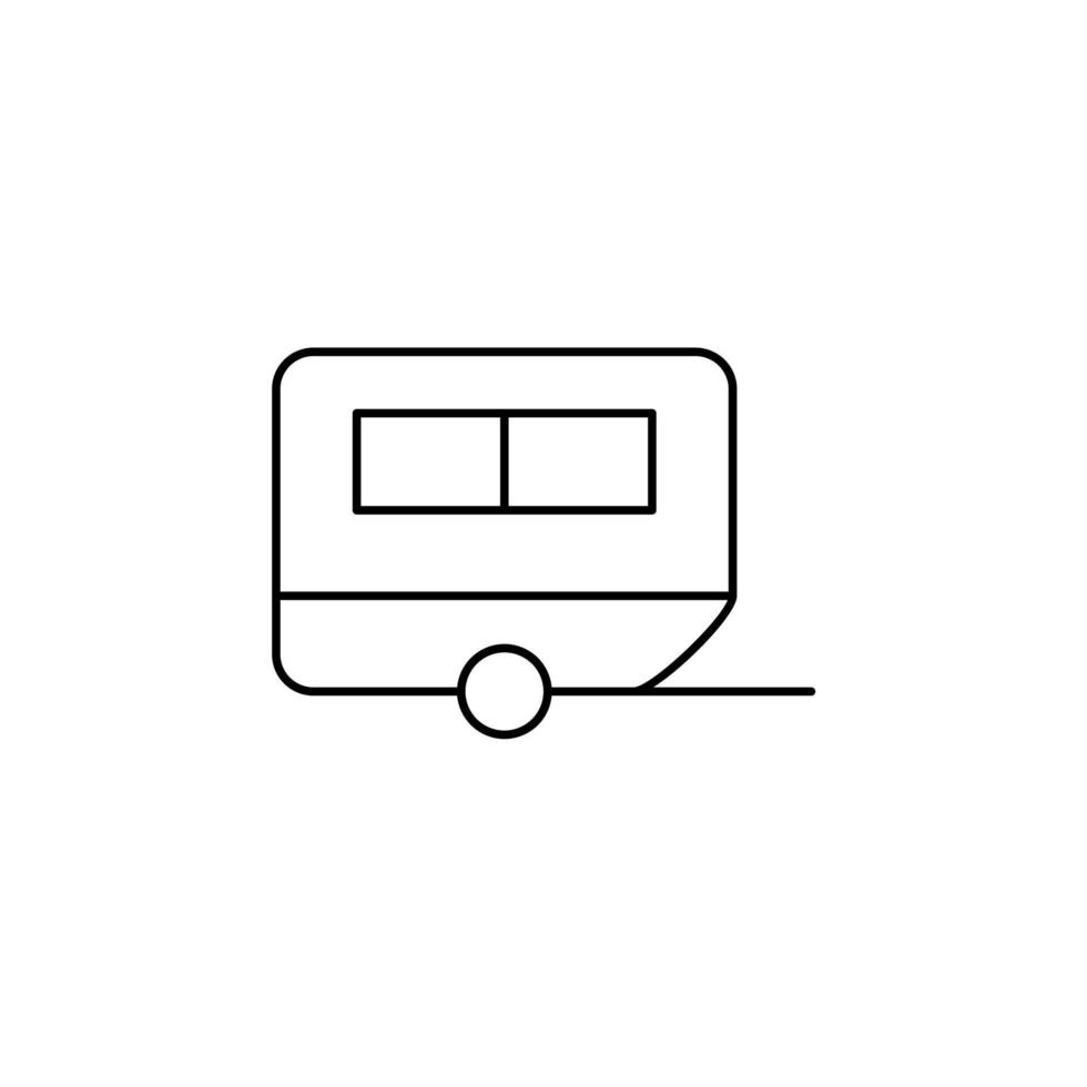 Caravan, Camper, Travel Thin Line Icon Vector Illustration Logo Template. Suitable For Many Purposes.