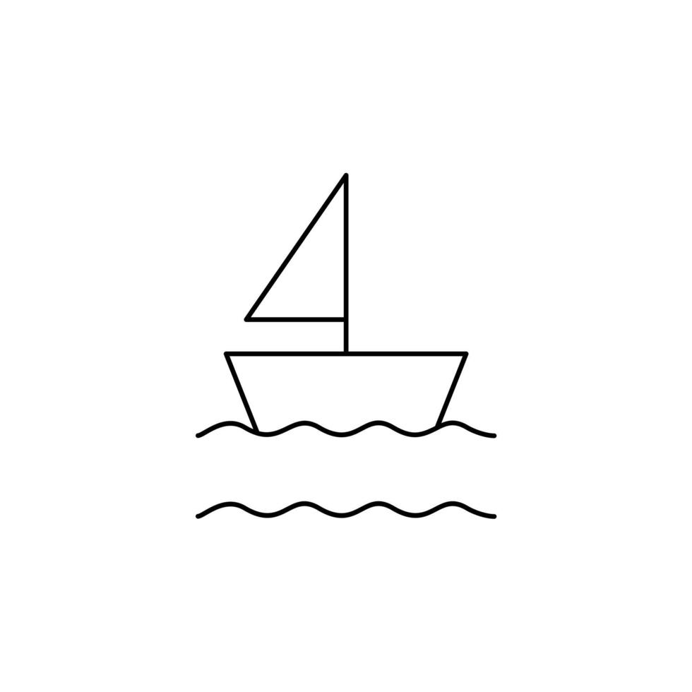 Boat, Sailboat Thin Line Icon Vector Illustration Logo Template. Suitable For Many Purposes.