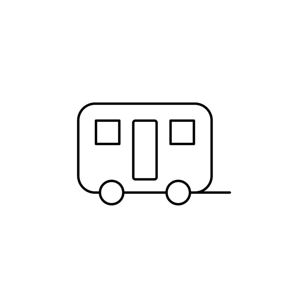 Caravan, Camper, Travel Thin Line Icon Vector Illustration Logo Template. Suitable For Many Purposes.