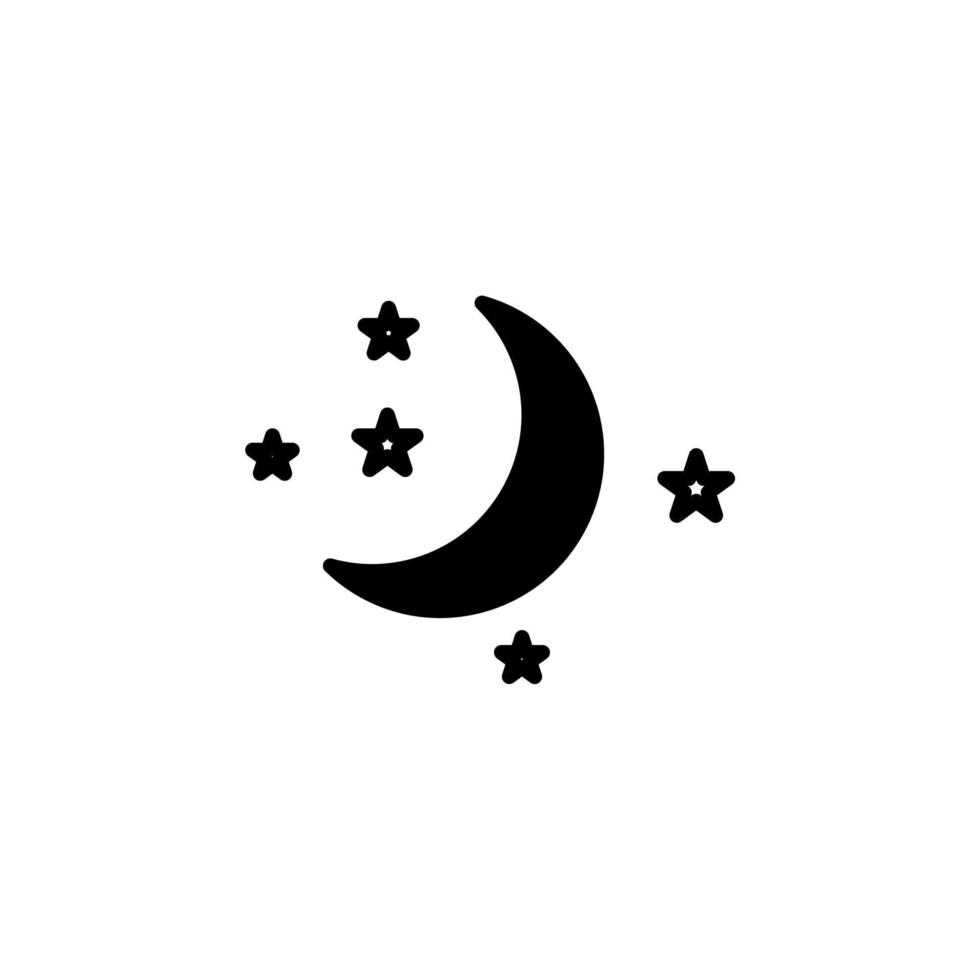 luna, noche, luz de la luna, concepto de diseño de icono de línea sólida de medianoche para web y ui, icono simple adecuado para cualquier propósito. vector