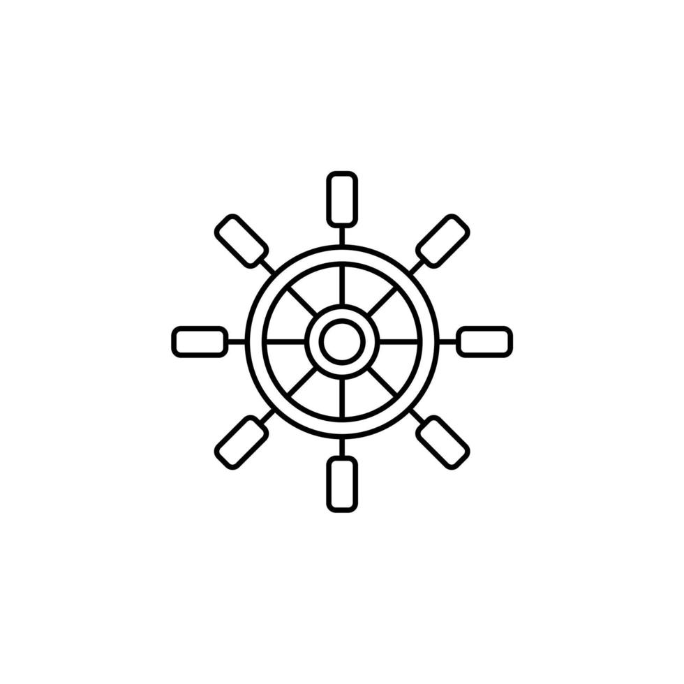 timón, náutico, barco, plantilla de logotipo de ilustración de vector de icono de línea delgada de barco. adecuado para muchos propósitos.