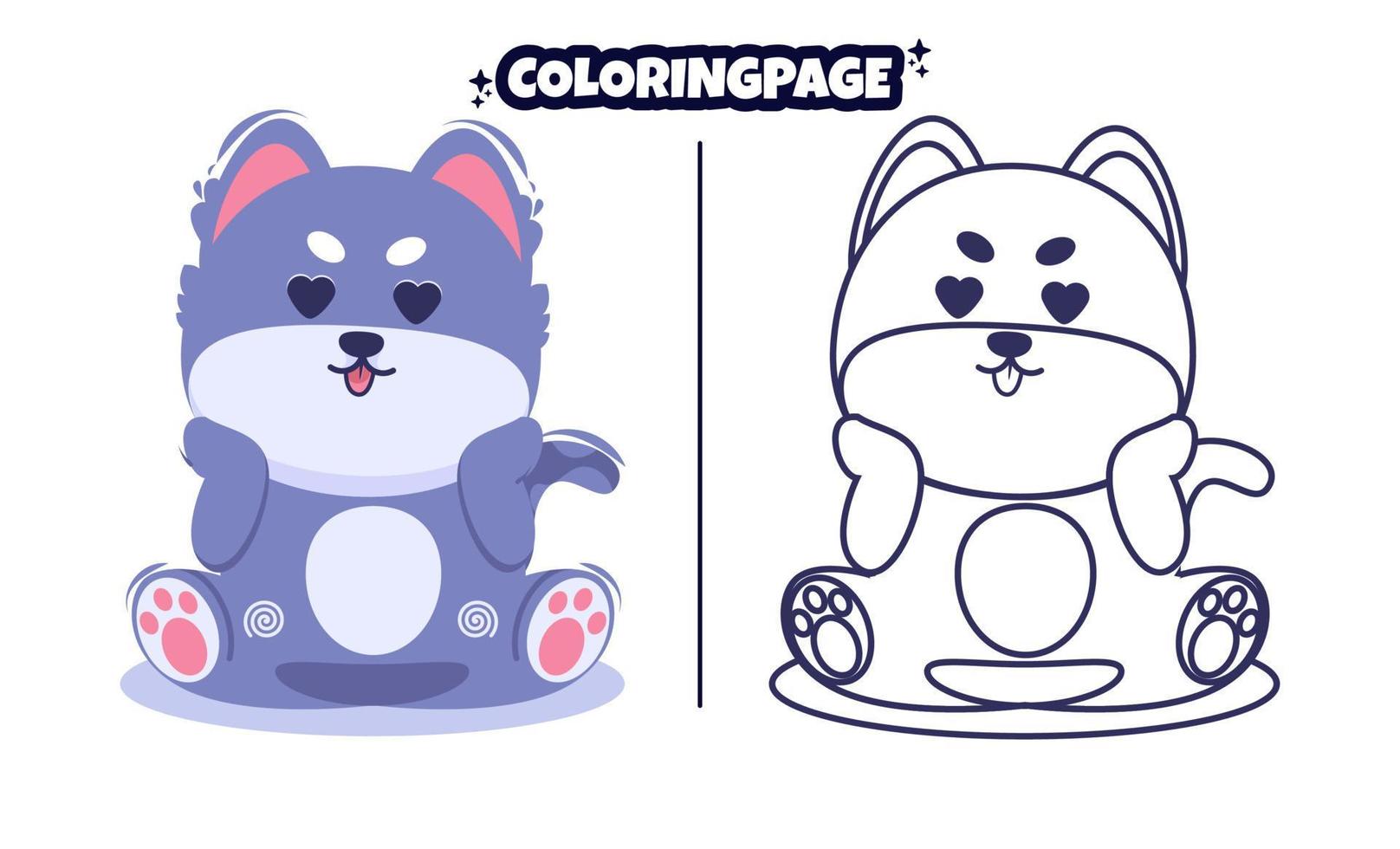 cute cat smiling in love with coloring book suitable for kids vector