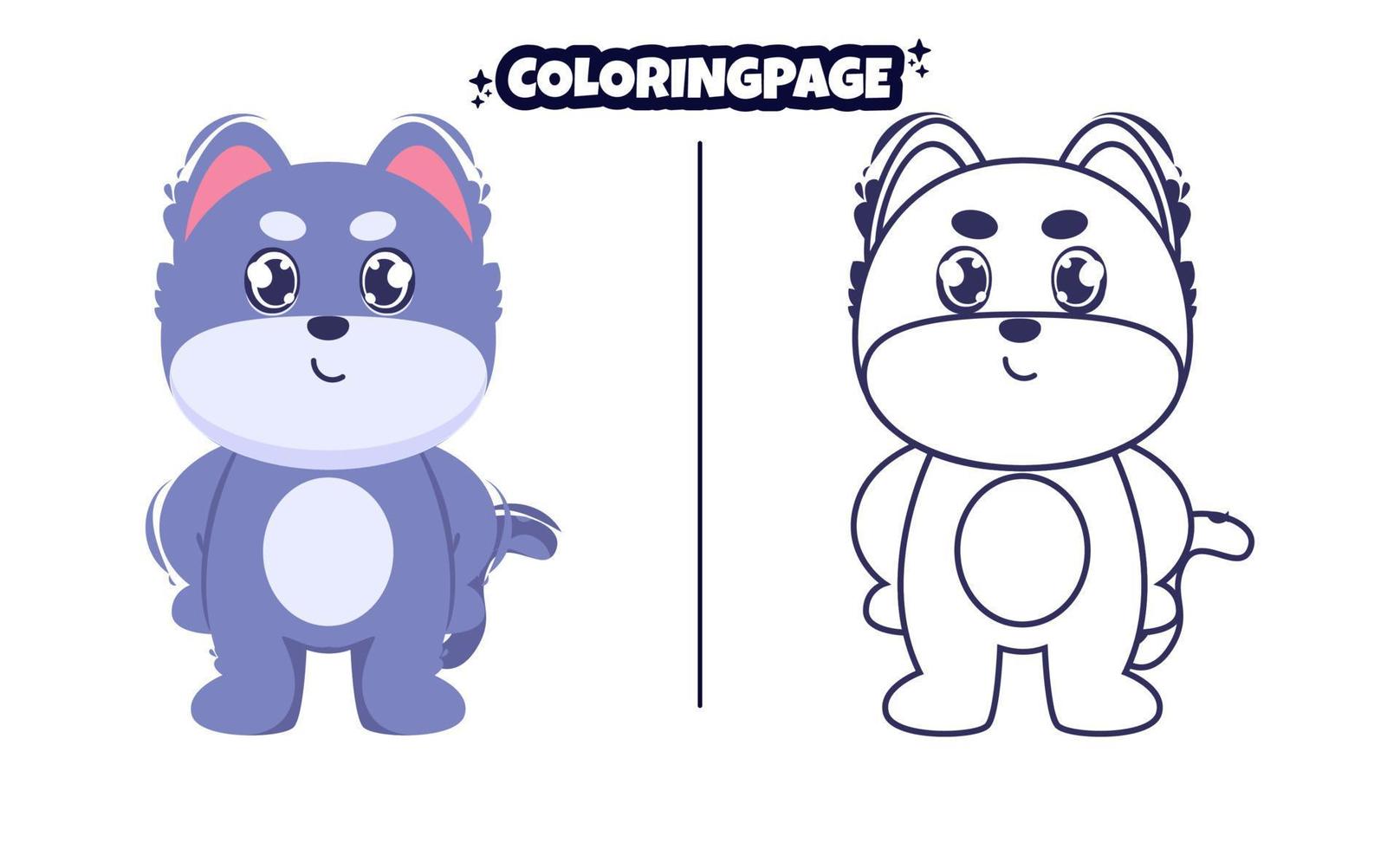 cute cat funny with coloring book suitable for kids vector