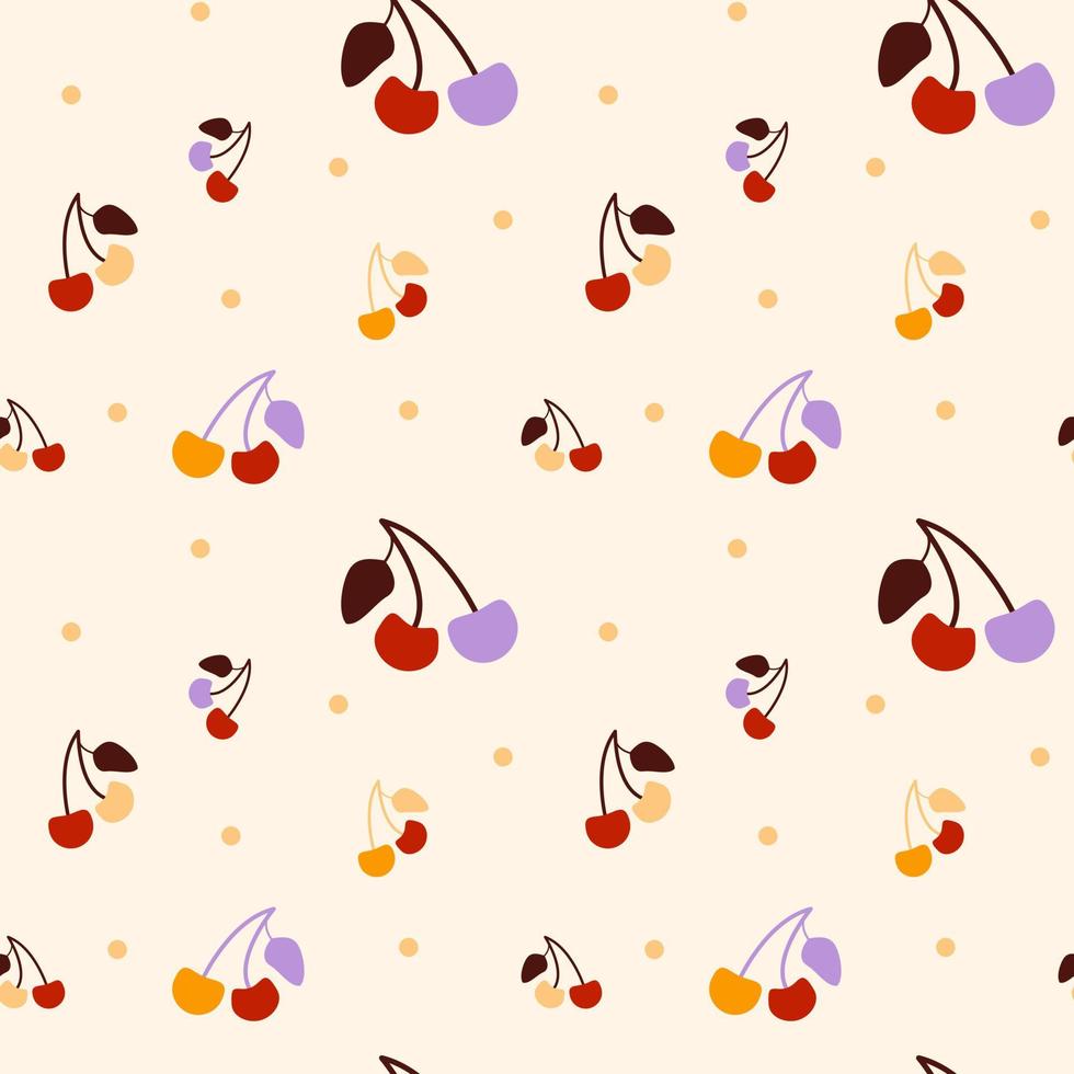 Cherry seamless pattern in retro vintage style. Modern fashion template for print, fabric, design vector