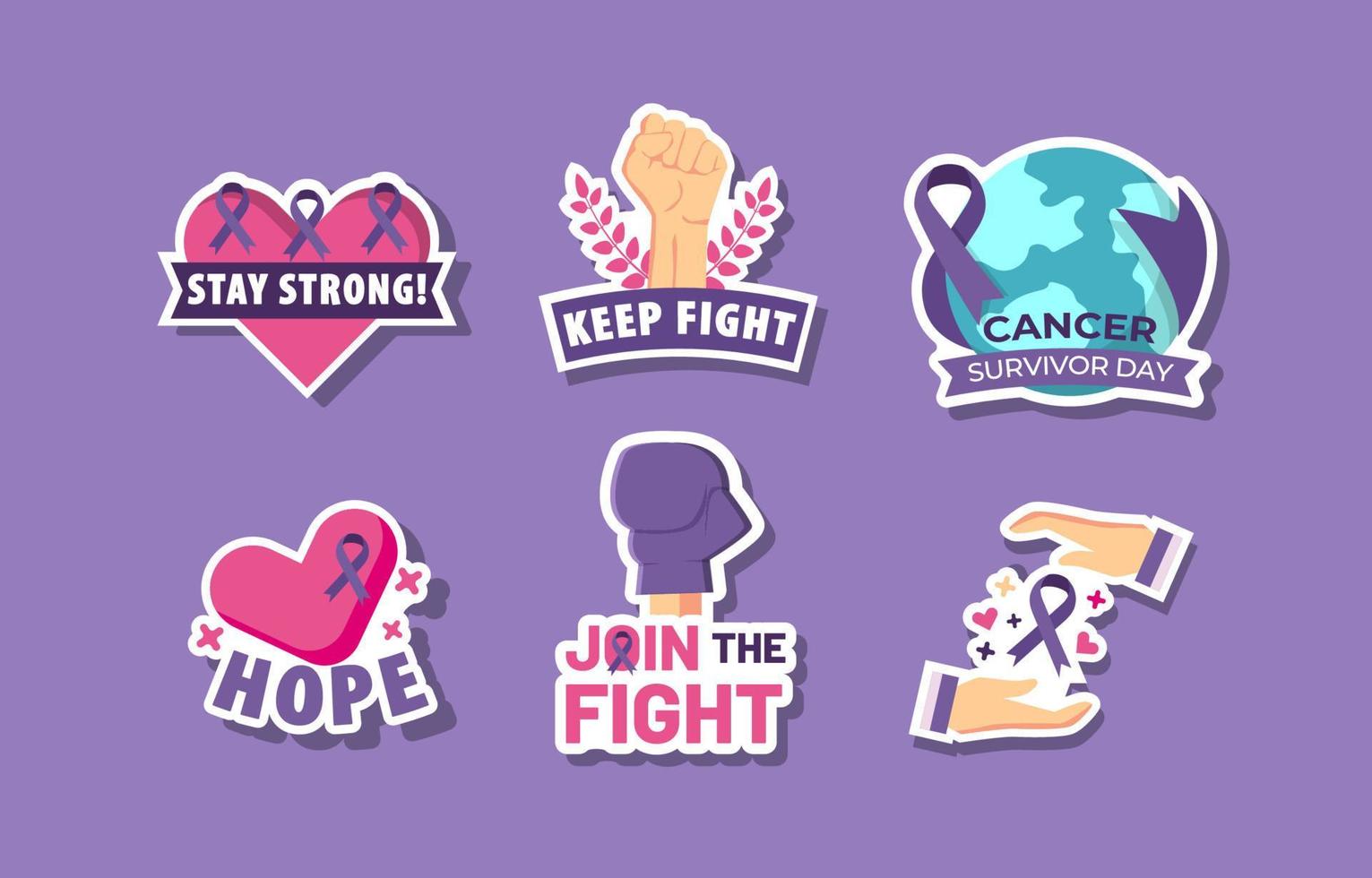 Cancer Survivor Stickers Collection vector