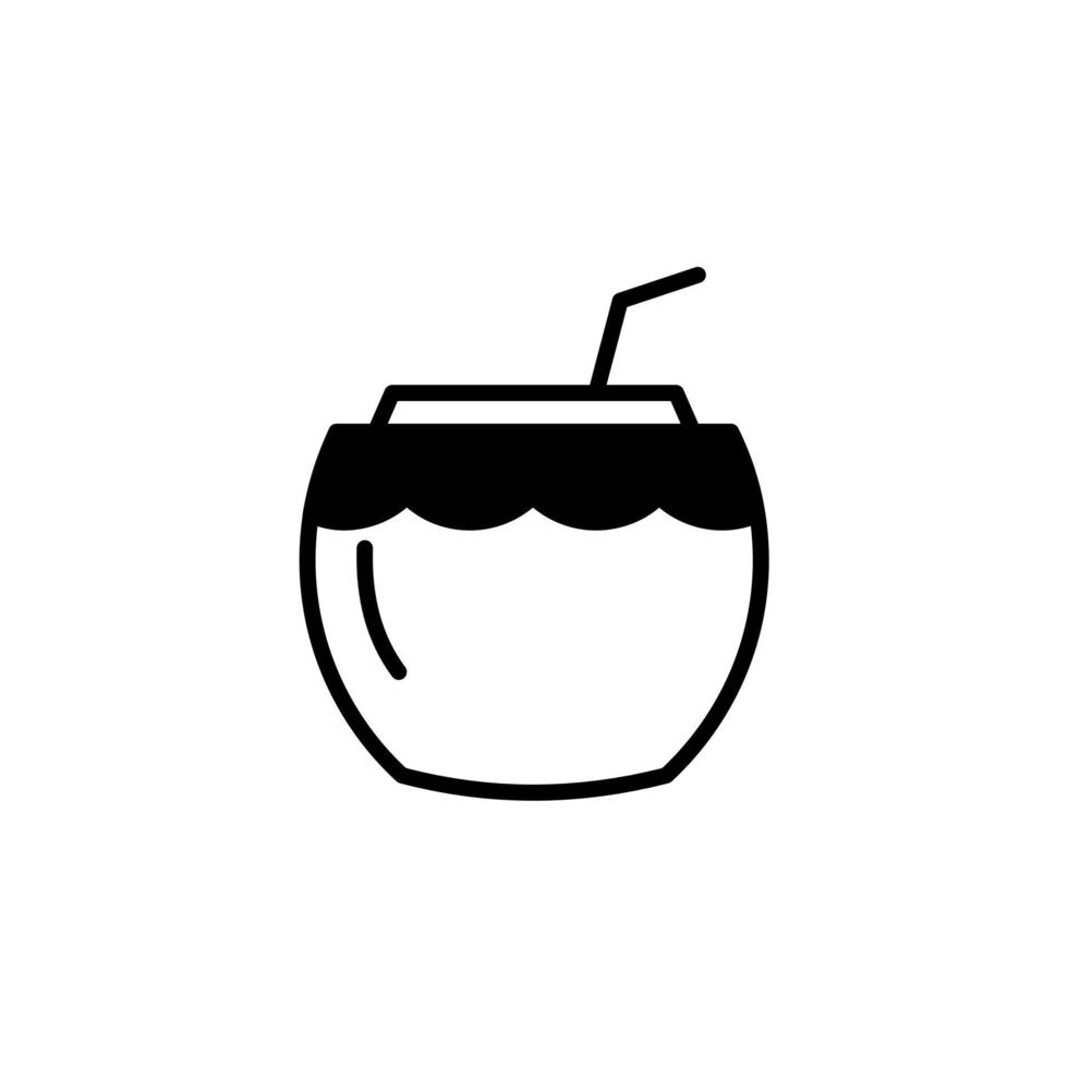 Coconut Drink, Juice Solid Line Icon Vector Illustration Logo Template. Suitable For Many Purposes.