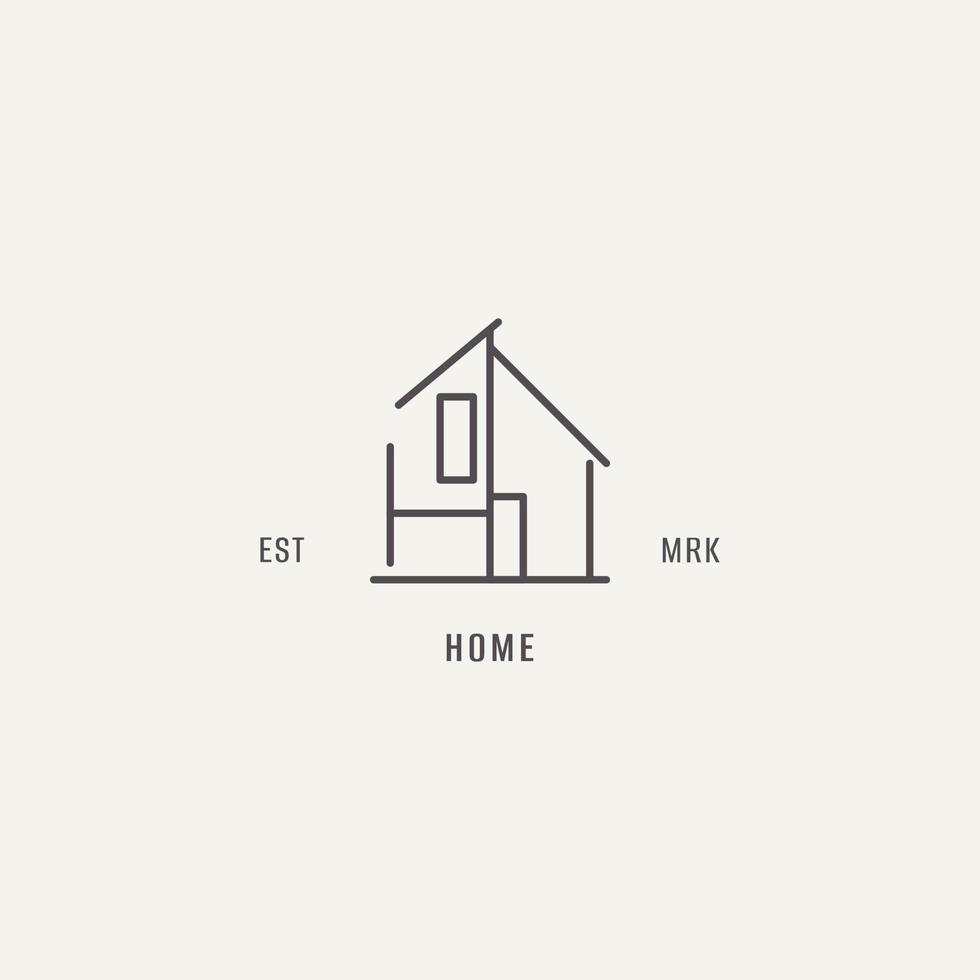 Simple thin line house logo. vector