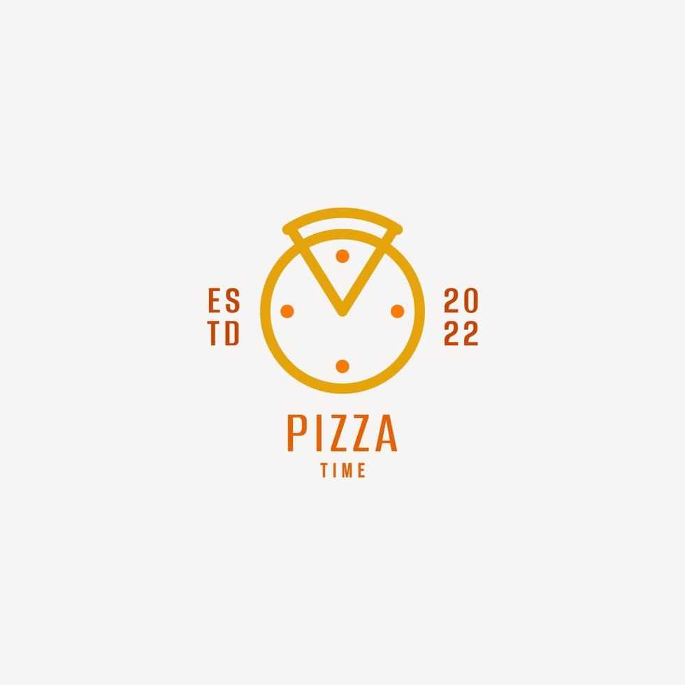 logotipo de pizza de arte lineal vector