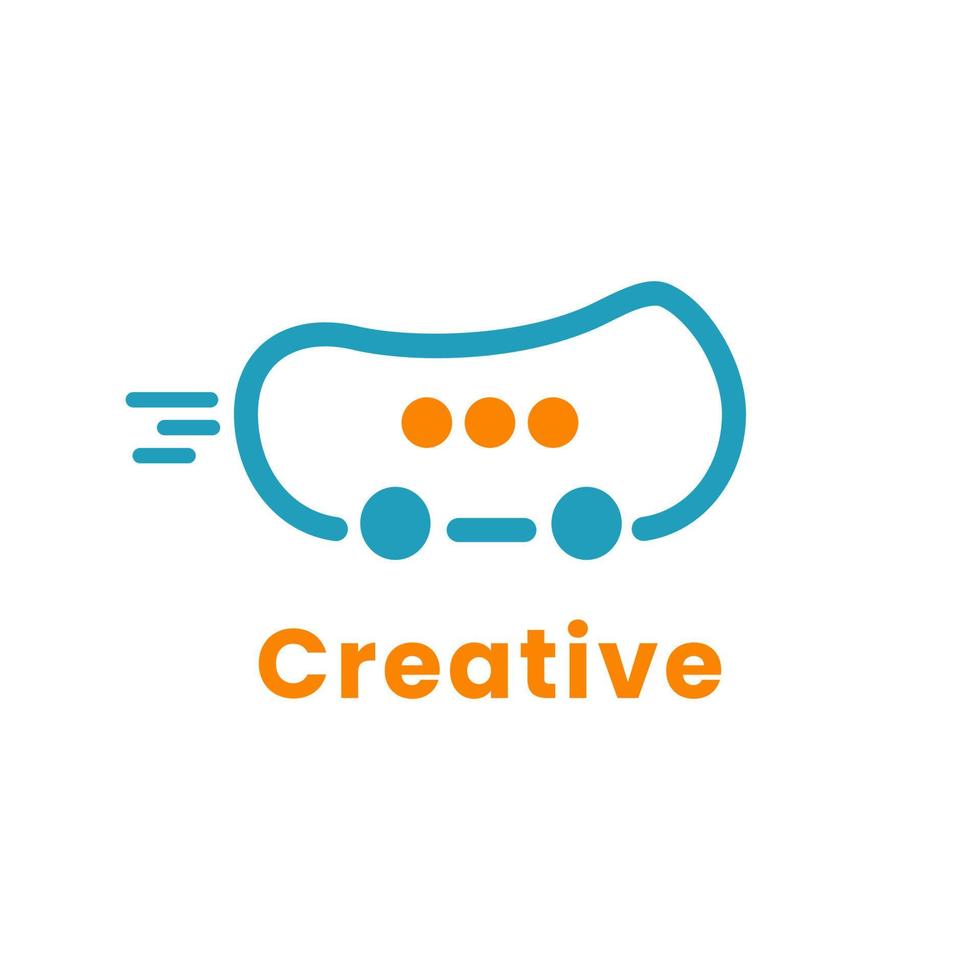 Creative combination of bus vehicle and chat bubble logo. Modern logo of chat and delivery service. vector