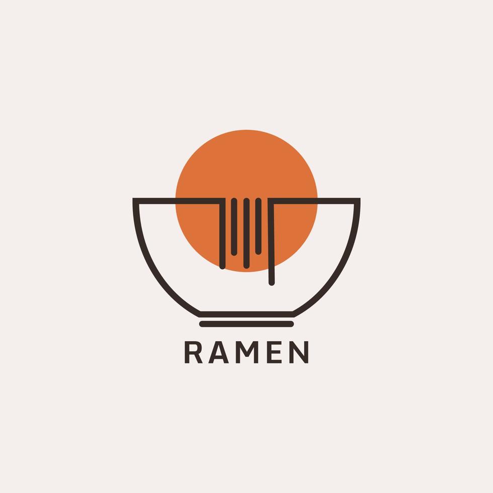 Japanese ramen logo line art style. vector