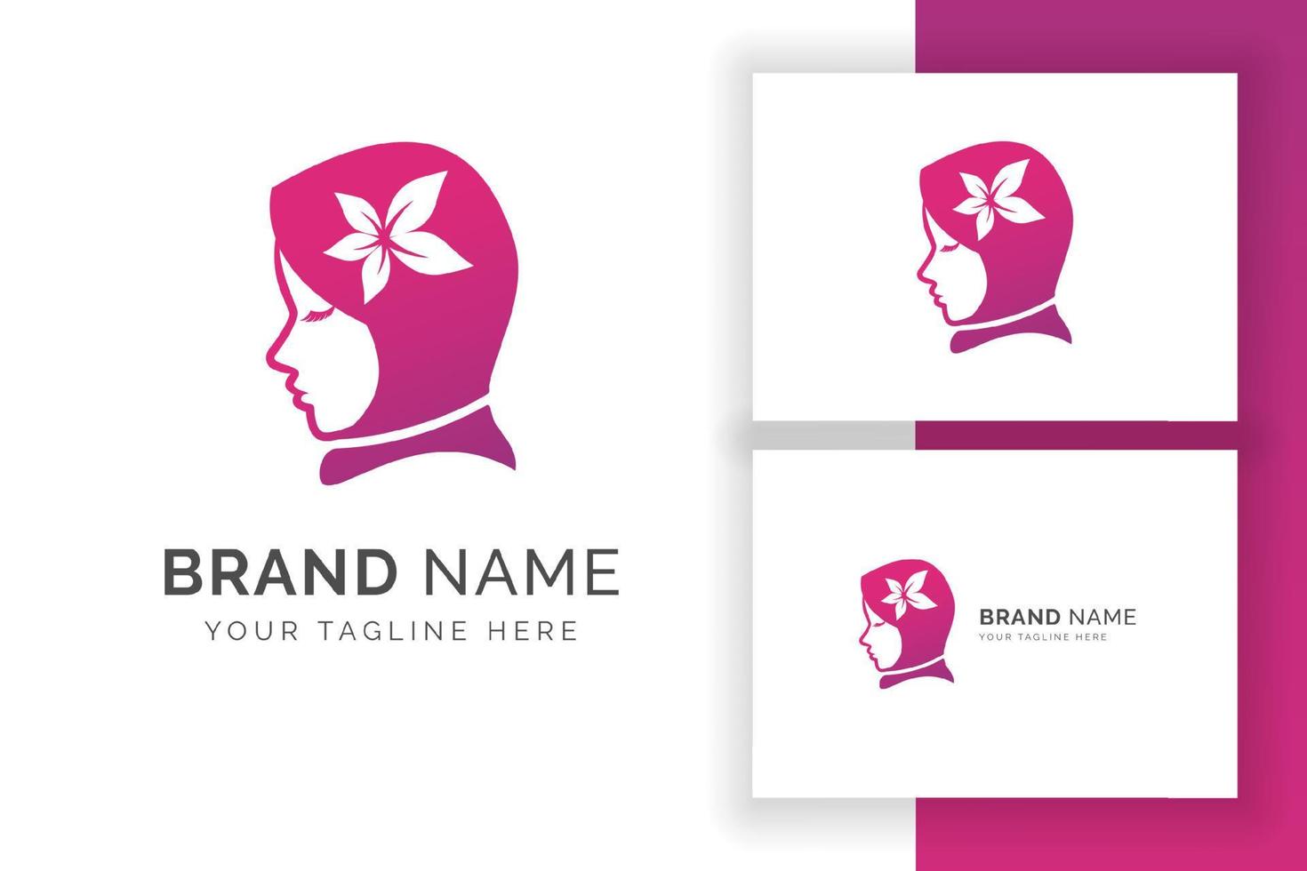 beauty woman head silhouette logo design template vector