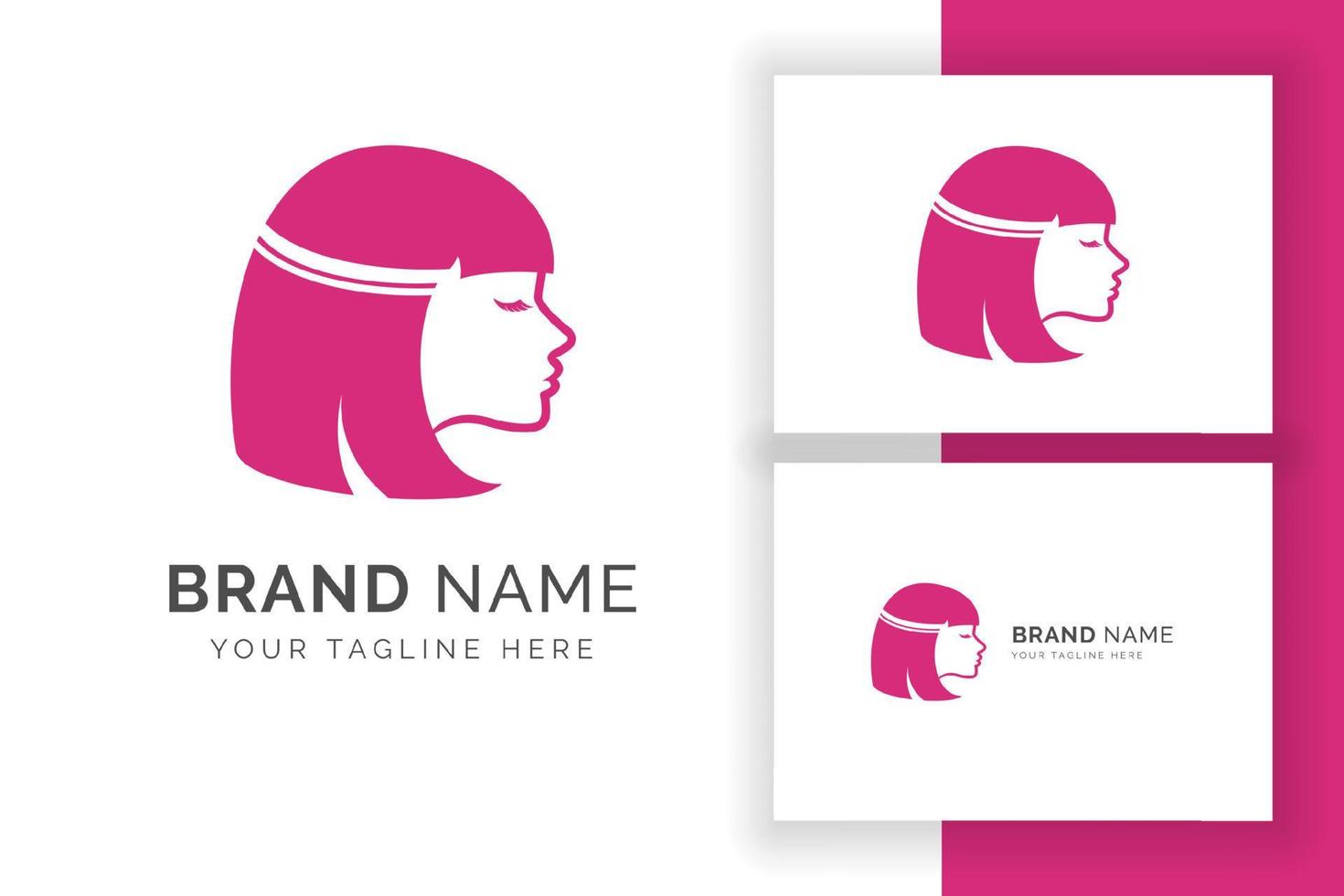 beauty woman head silhouette logo design template vector