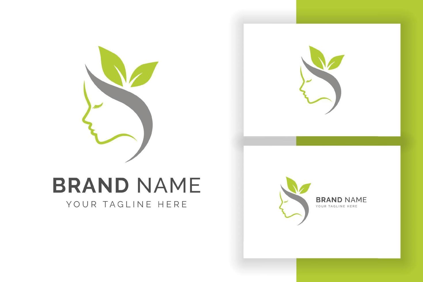 beauty woman head silhouette logo design template vector