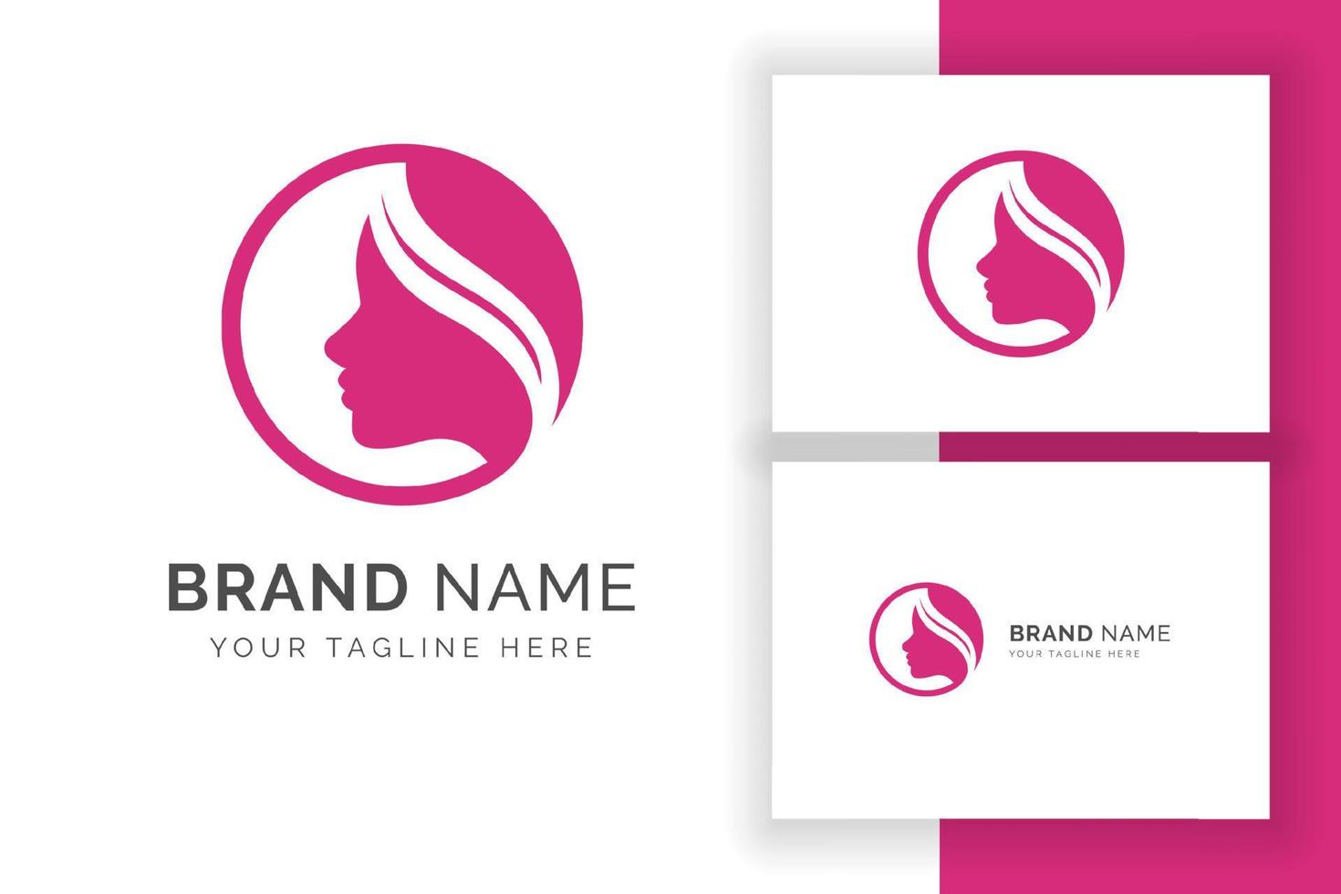 beauty woman head silhouette logo design template vector