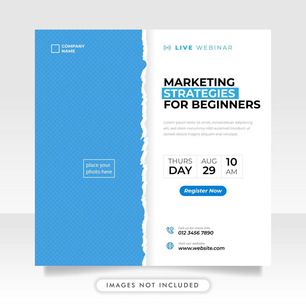 Digital marketing live webinar and business conference social media post template vector