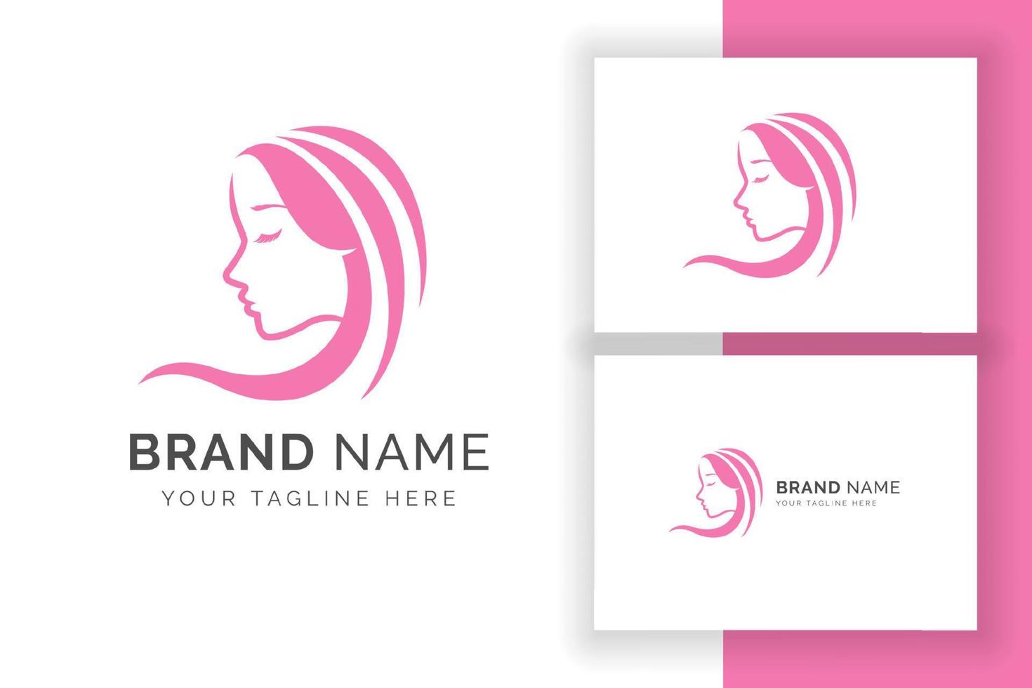 beauty woman head silhouette logo design template vector