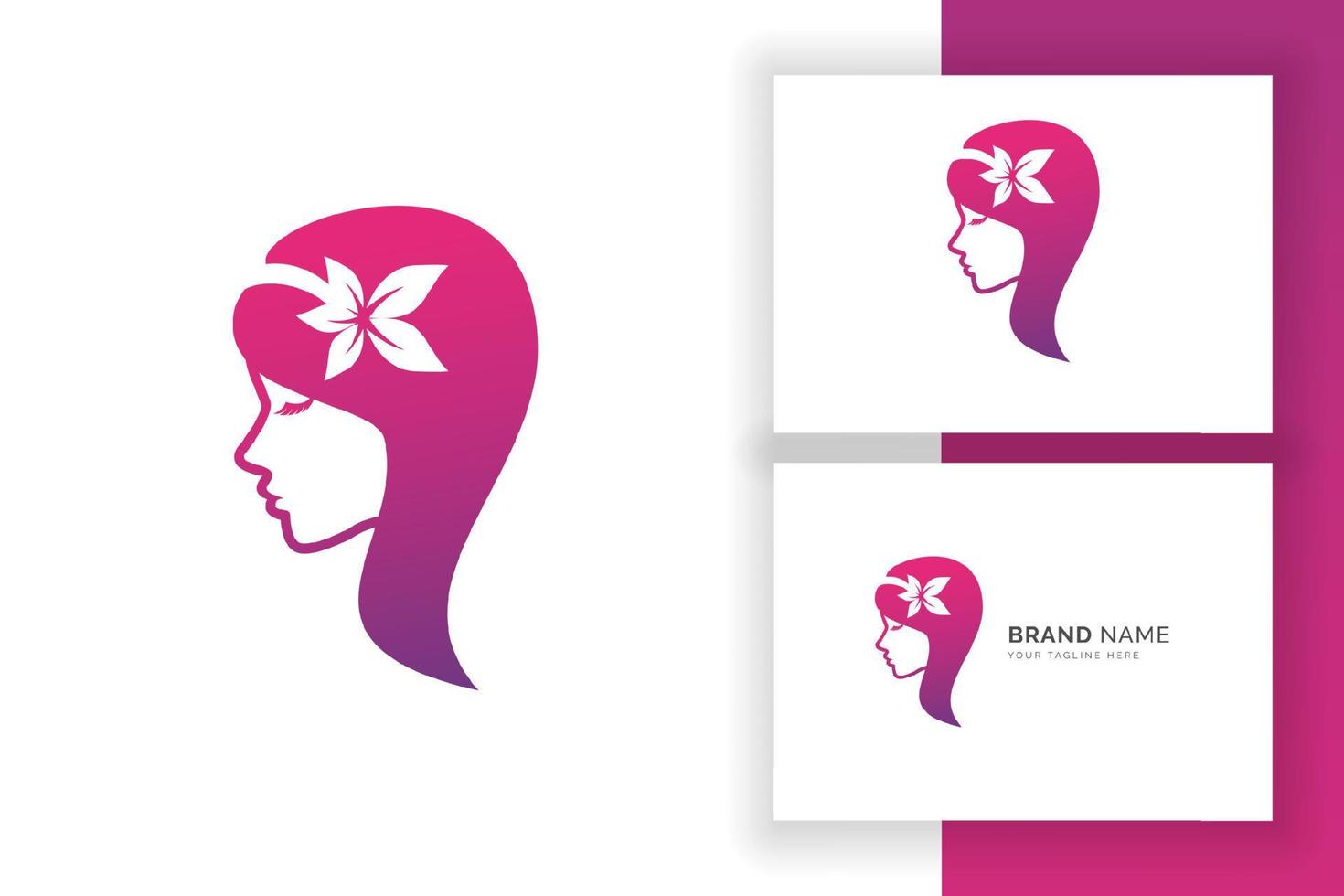 beauty woman head silhouette logo design template vector