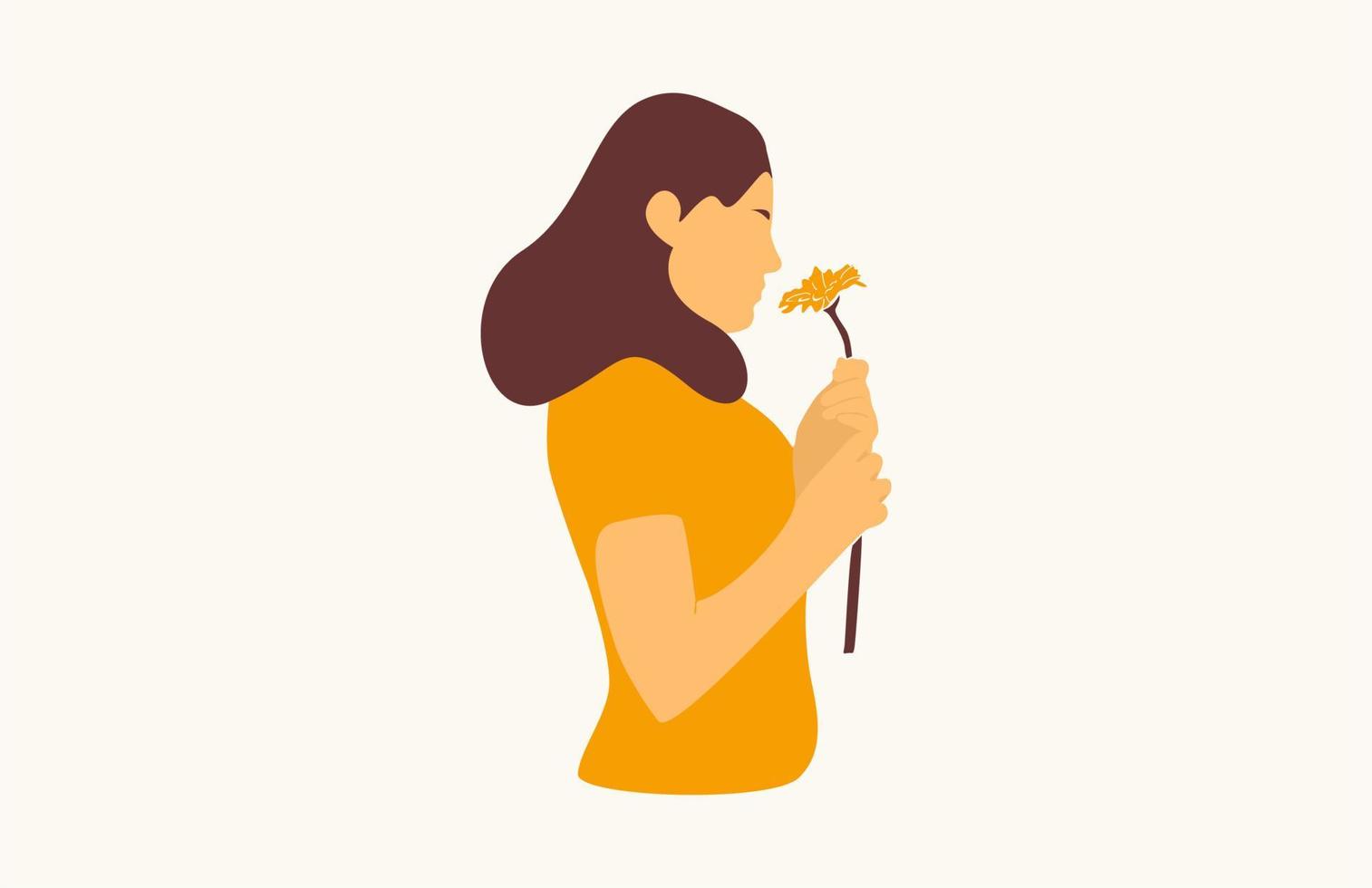 portrait of girl holding flow... vector