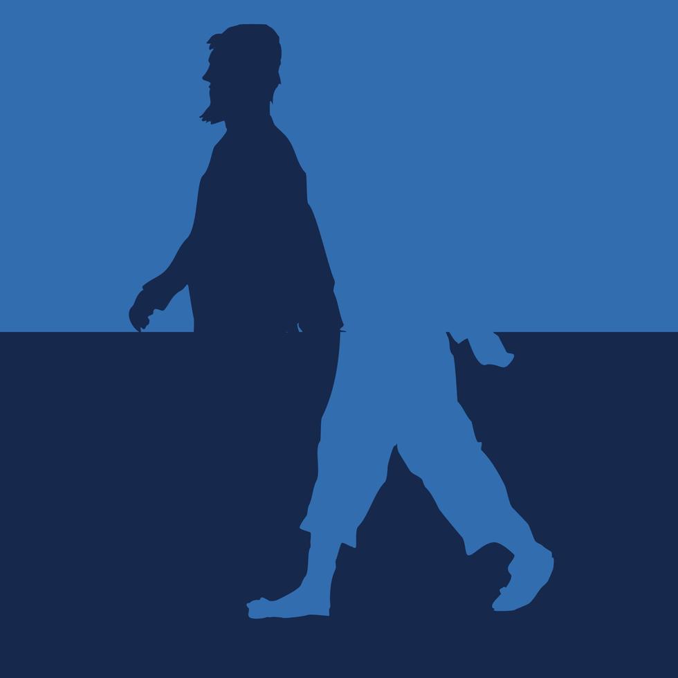 silhouette of muslim man walking vector