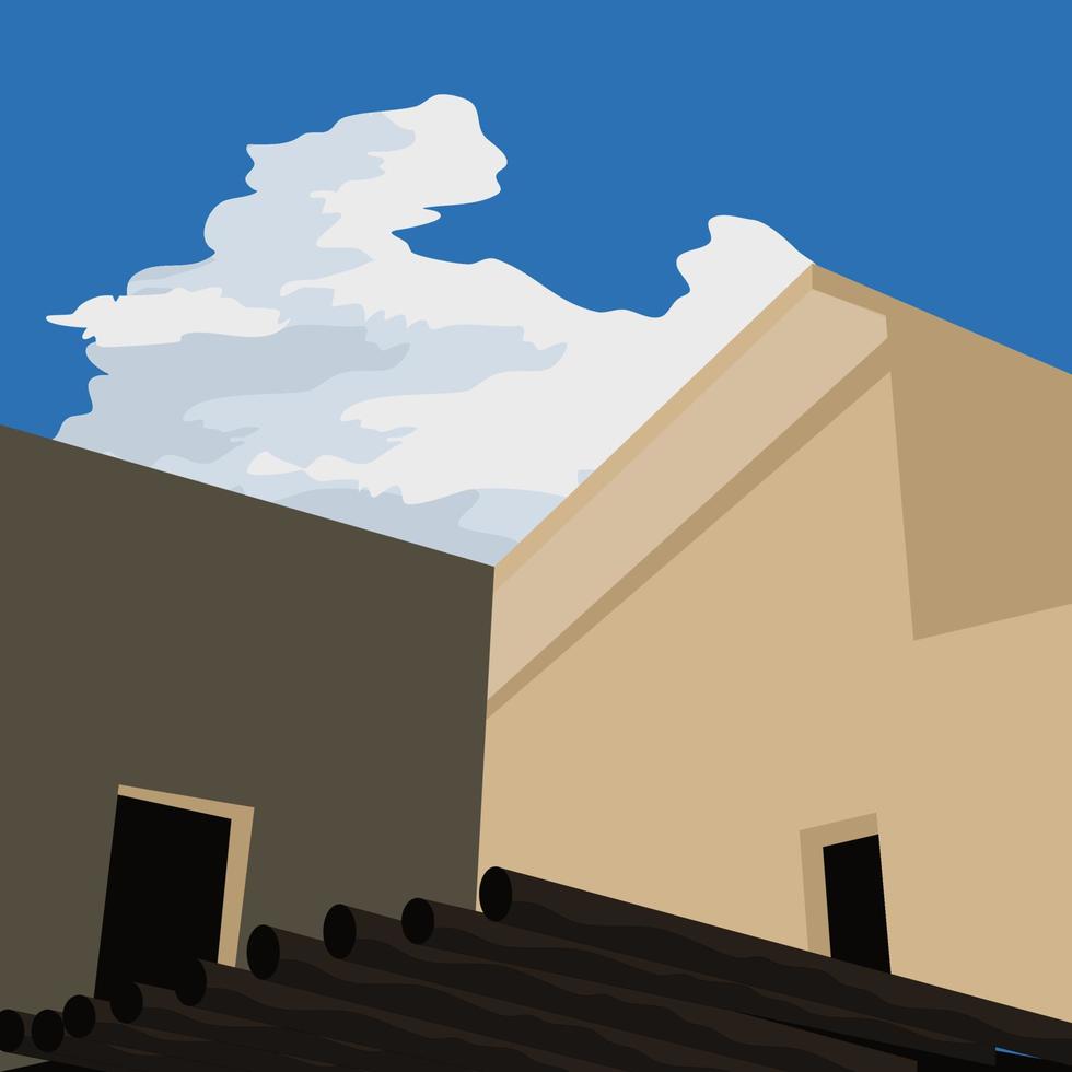 building with blue cloudy sky vector