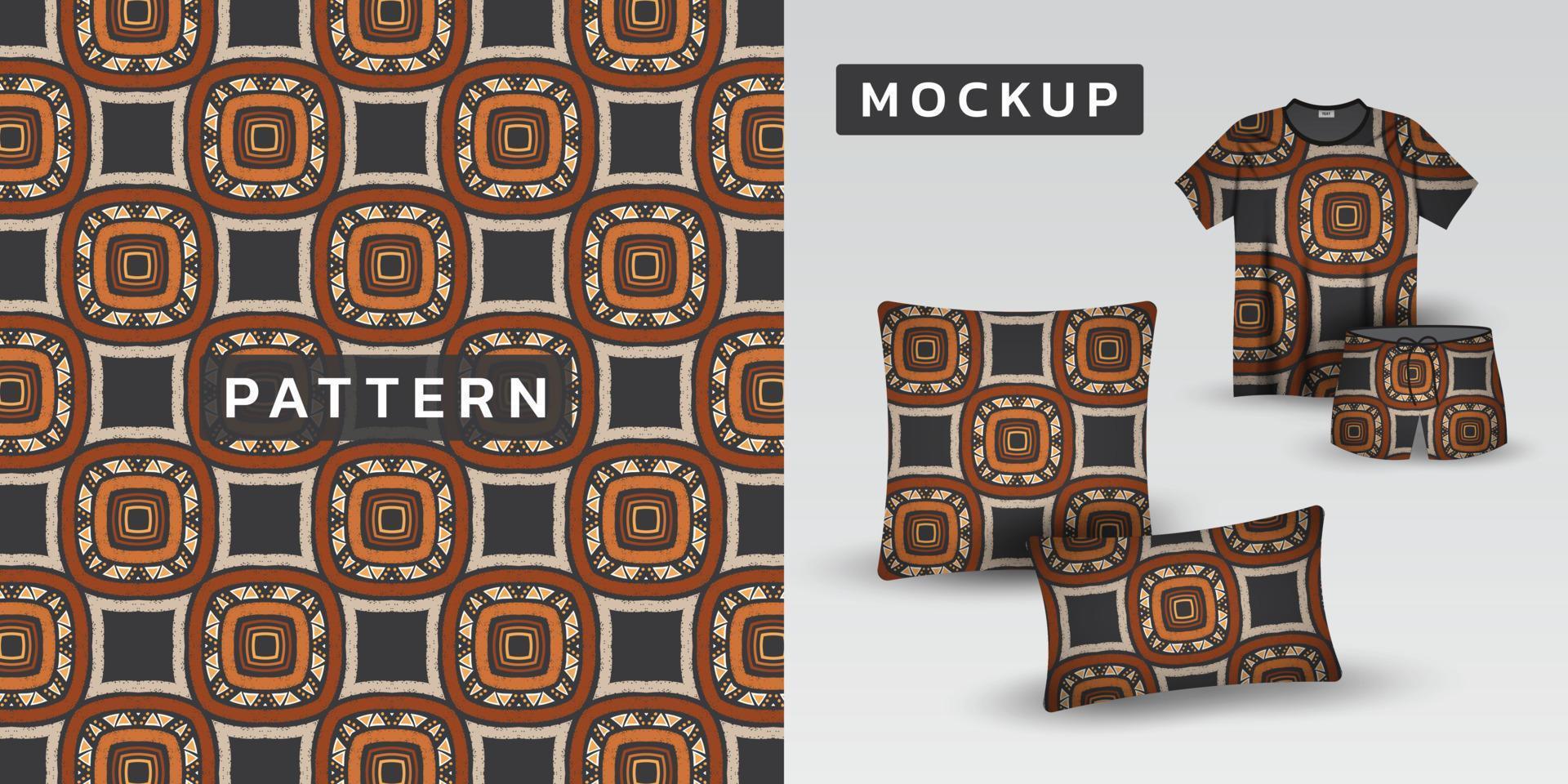 Retro fabric pattern and mockup Vector illustration