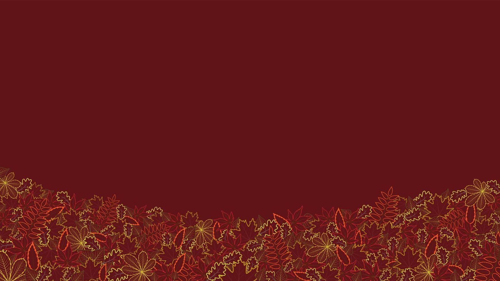 fondo de otoño con hojas de abedul de castaño de arce de roble de contorno. banner de otoño horizontal brillante con lugar para el texto. vector