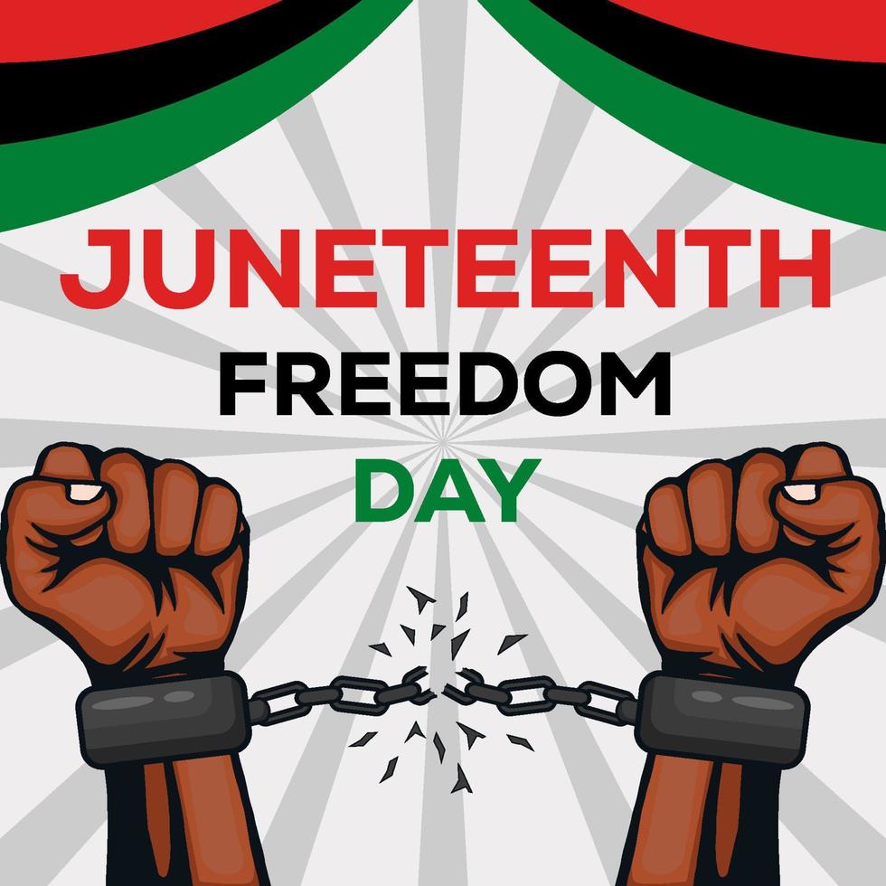 juneteenth design illustration with hands free from handcuffs vector