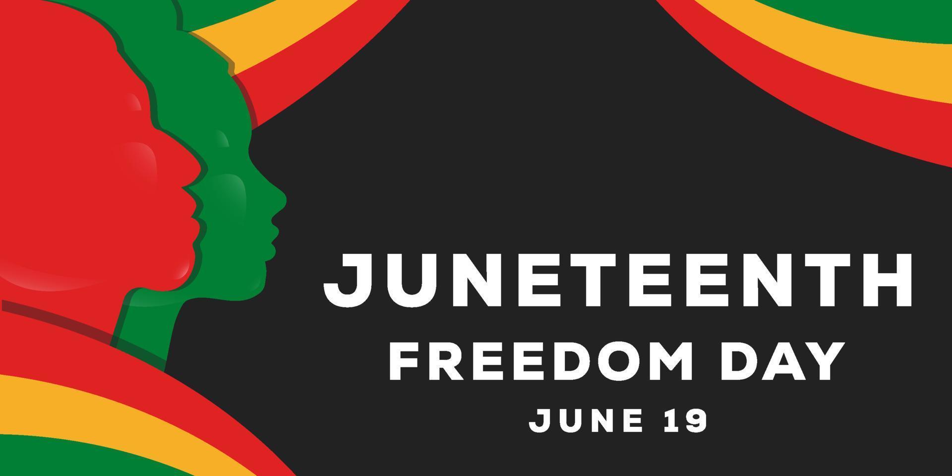 juneteenth background illustration with two silhouette african people vector