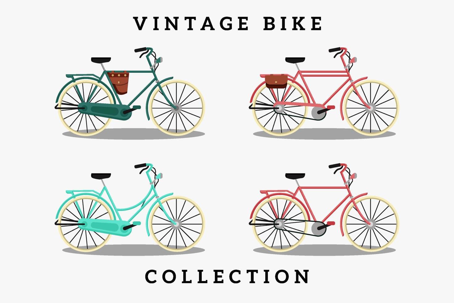 vintage bike flat illustration collection vector