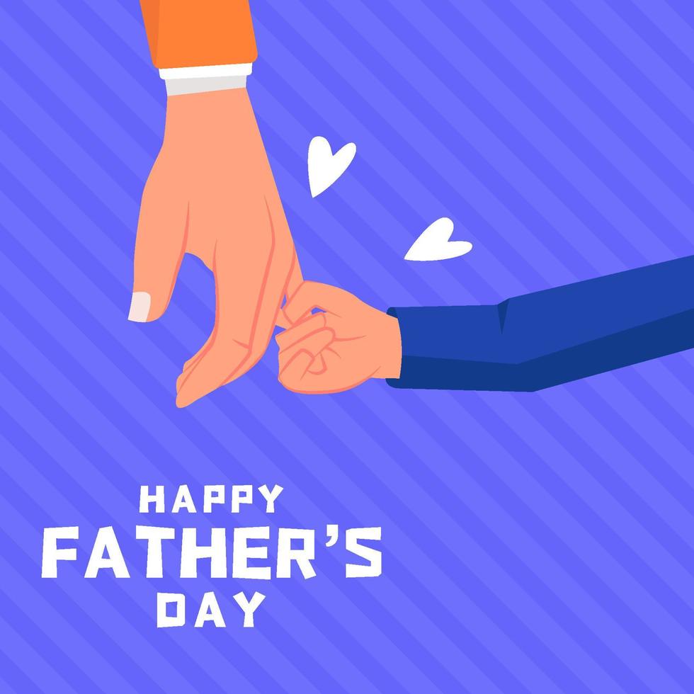 flat fathers day design illustration with son holding dad hands vector