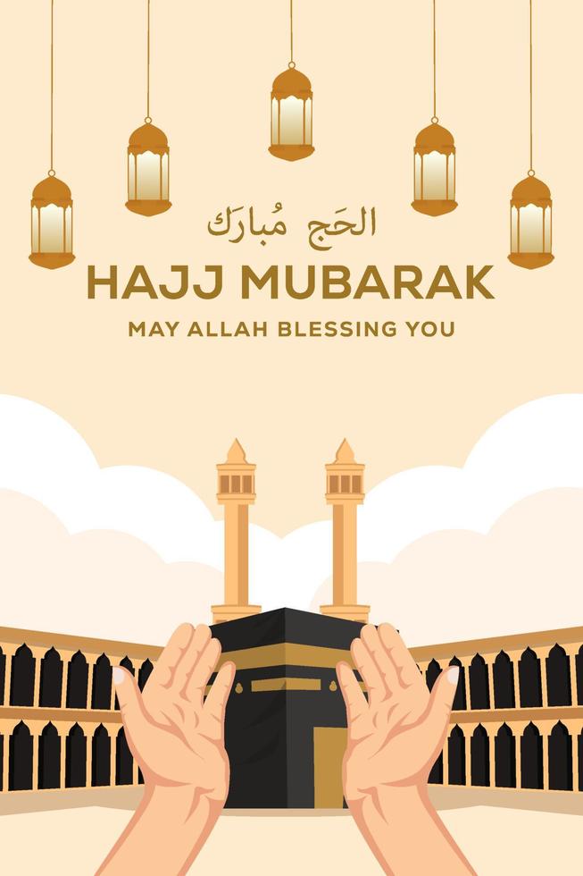 hajj Mubarak flat design vertical banner poster illustration vector