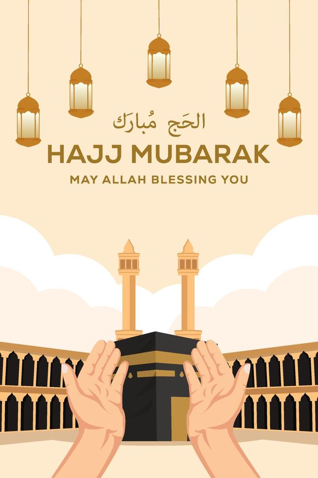 ilustración de cartel de banner vertical de diseño plano de hajj mubarak vector