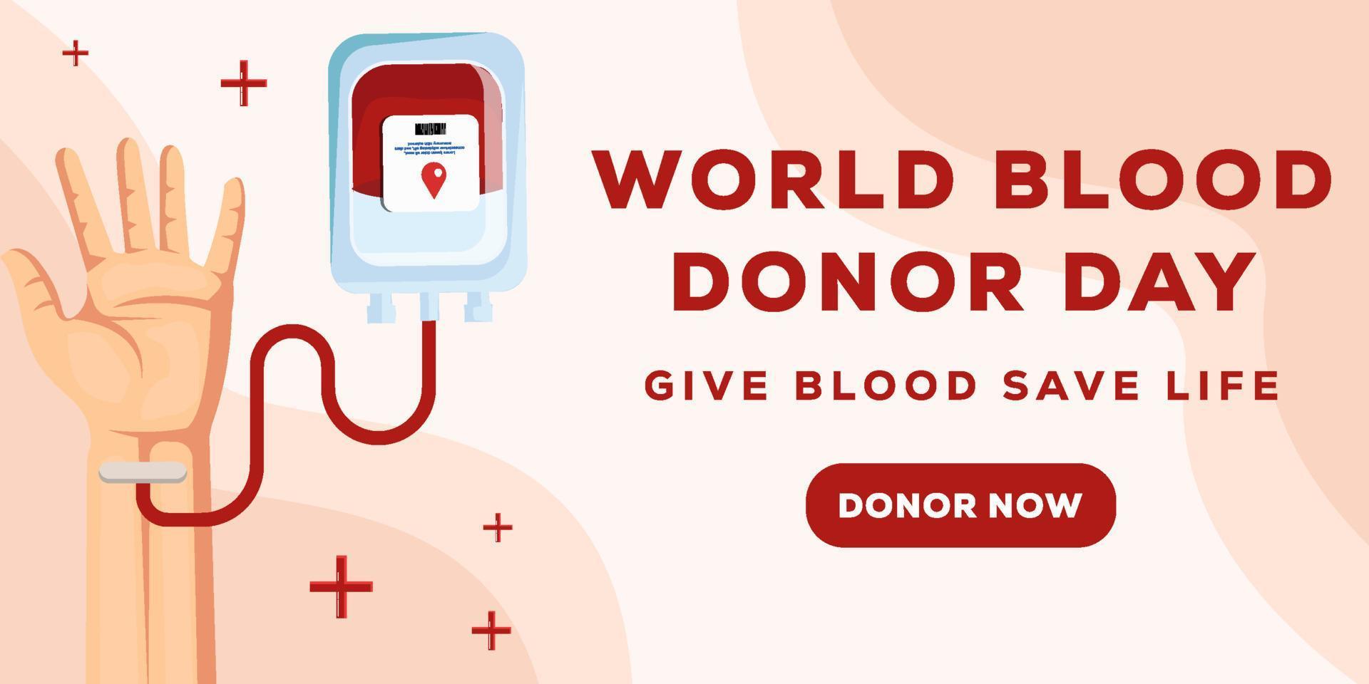 banner horizontal día mundial del donante de sangre vector