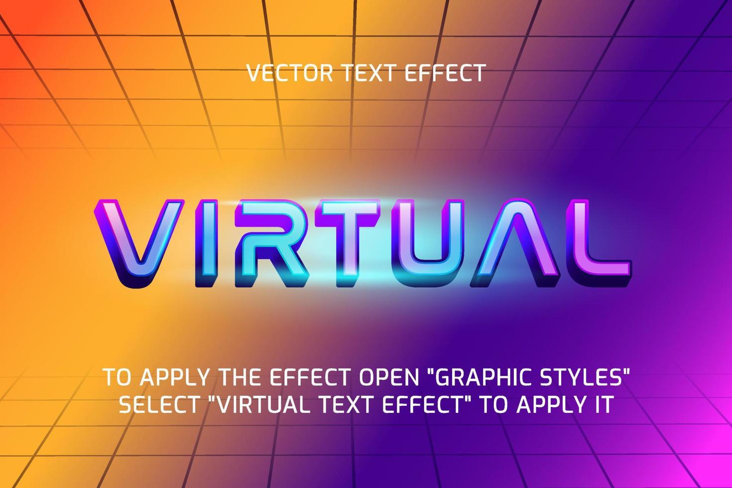 colorful virtual 3d editable text effect vector