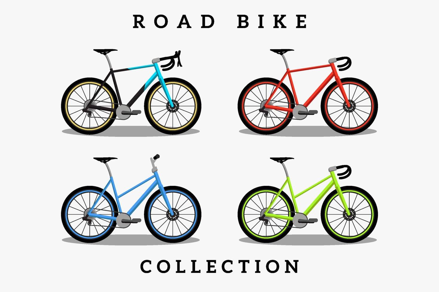 colección de ilustración plana de bicicleta de carretera vector