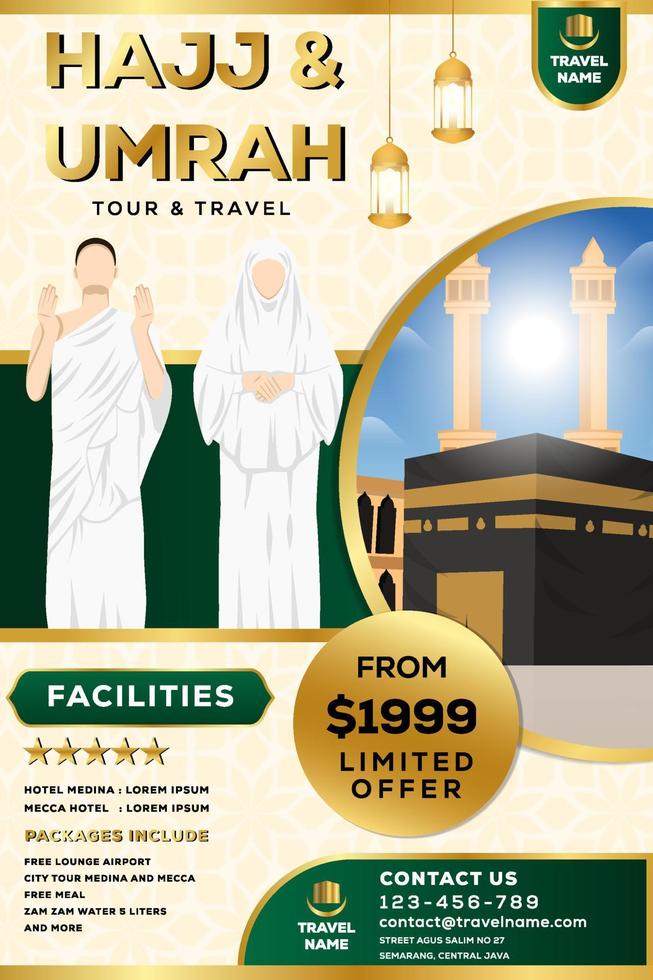 hajj and umrah travel vertical banner promotion vector