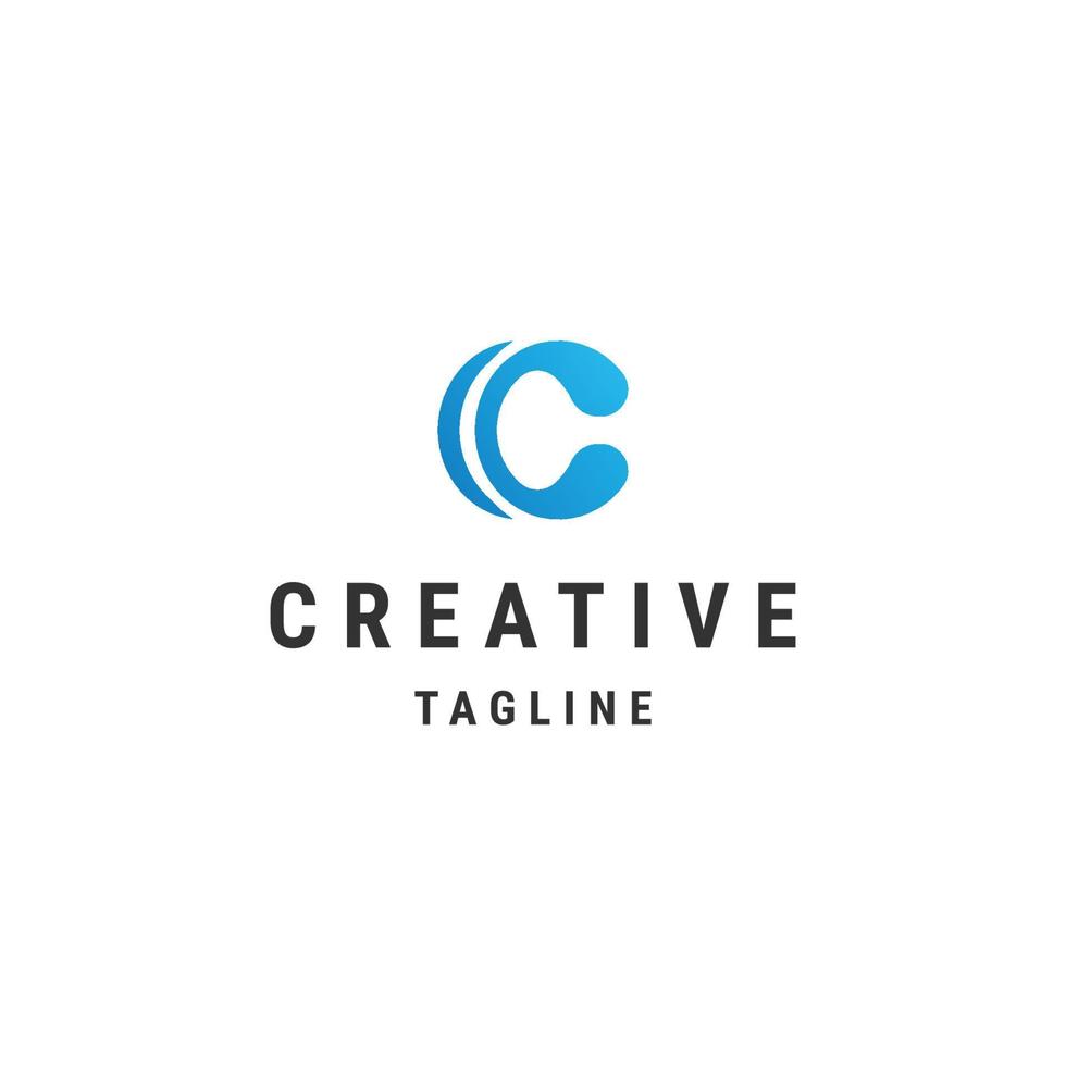 vector plano de plantilla de diseño de icono de logotipo azul creativo de letra c