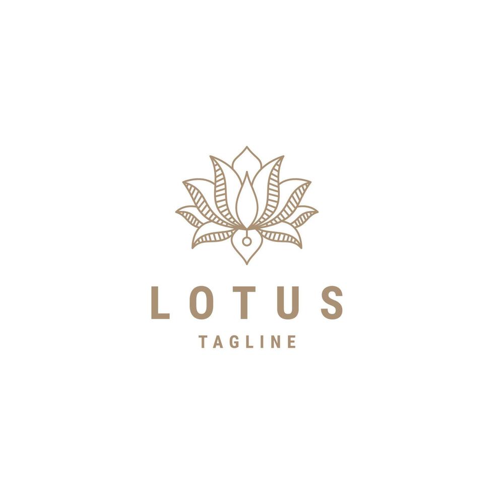 Lotus flower line logo icon design template flat vector