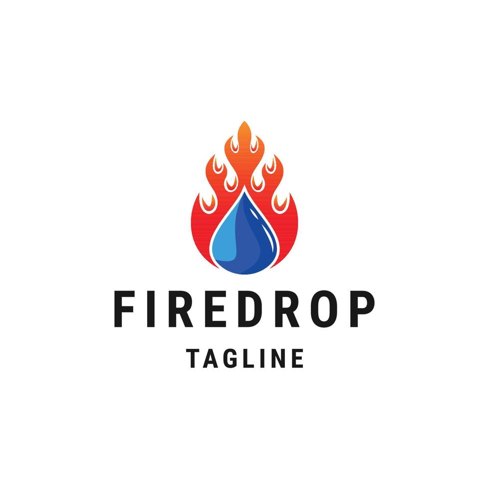 Fire water drop logo icon design template flat vector