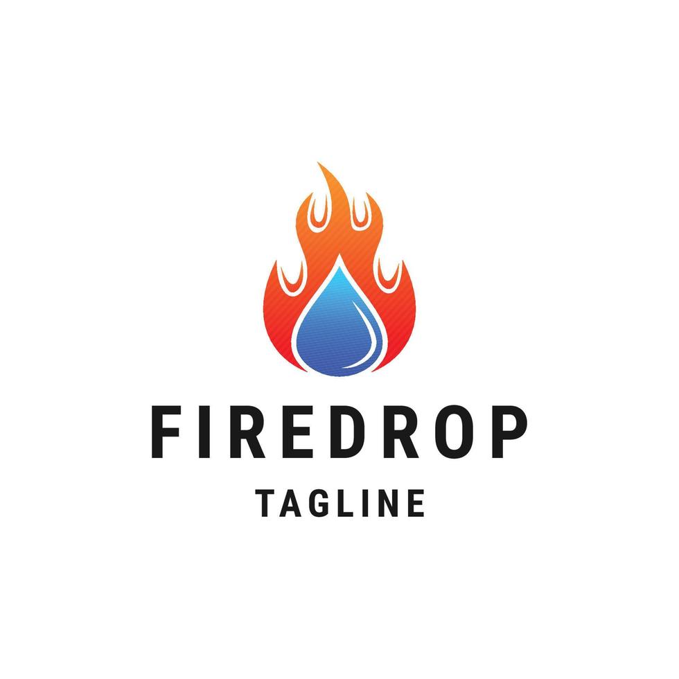 Fire water drop logo icon design template flat vector