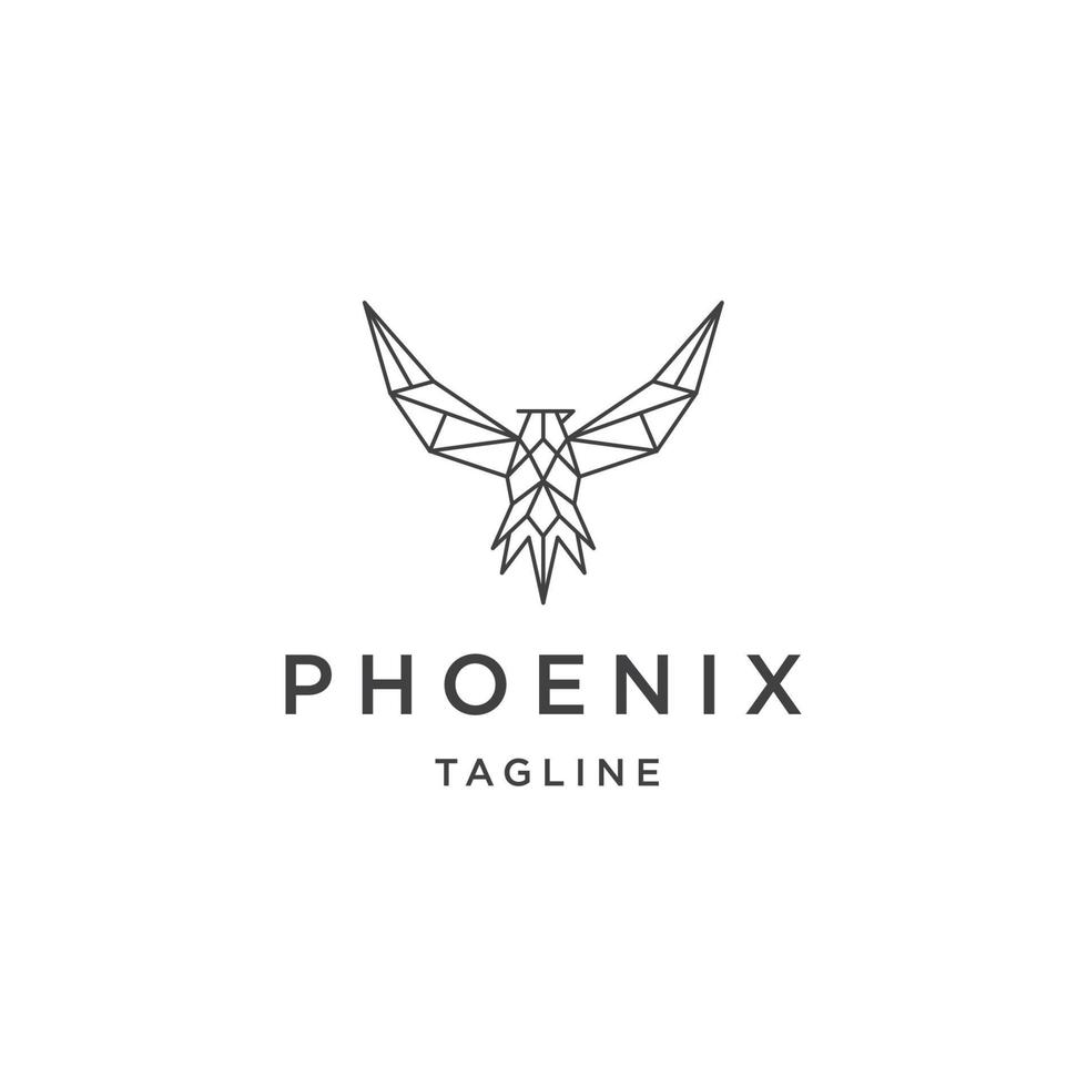 phoenix línea logo icono plantilla de diseño vector plano