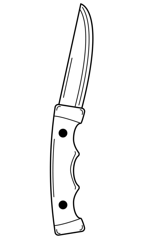 Hand drawn folding knife. Tool for hiking and tourism. Doodle style. Vector illustration