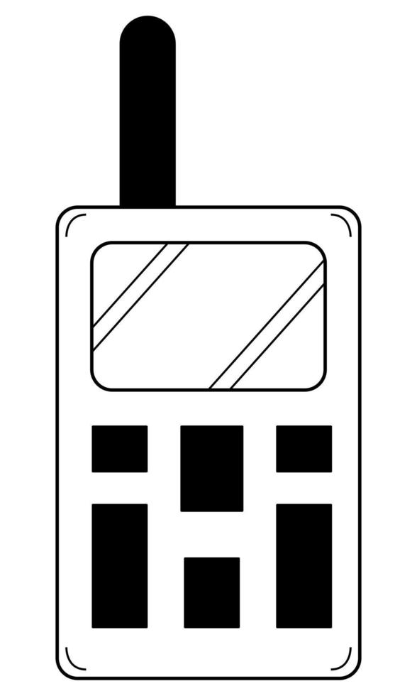 Hand drawn walkie-talkie. Device for communicating between people at a distance. Doodle style. Vector illustration