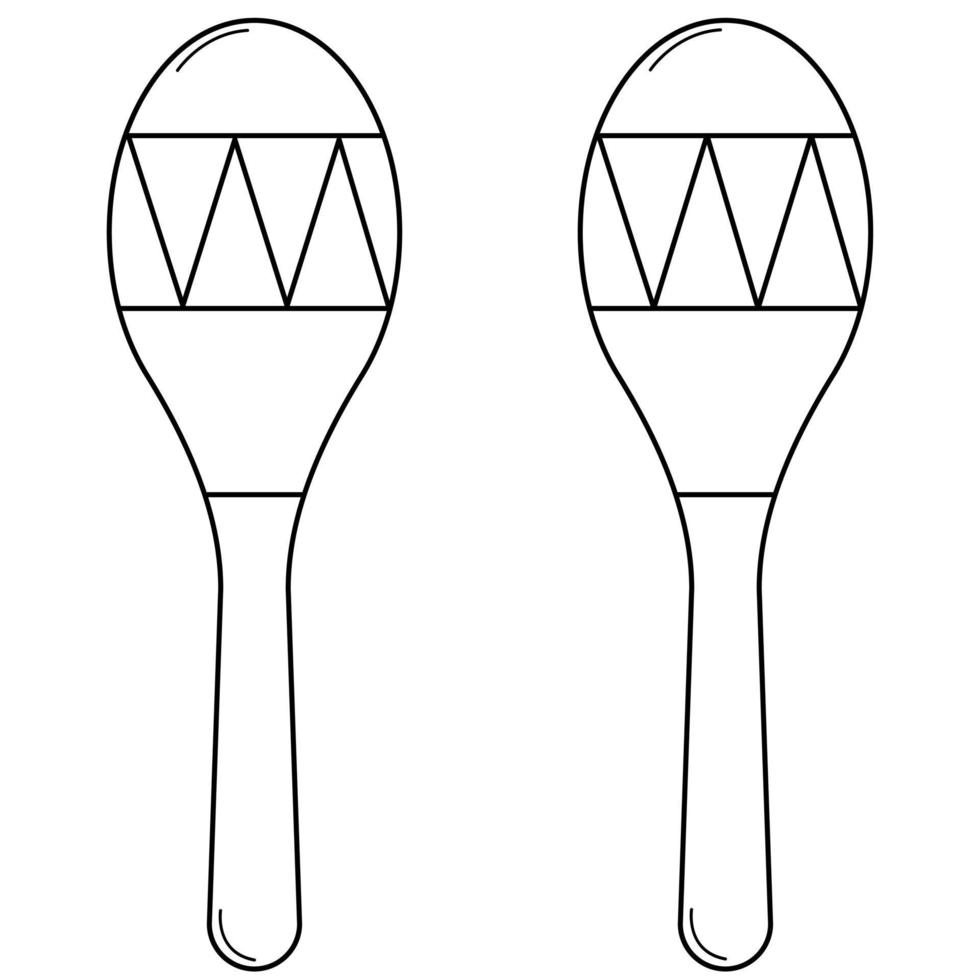 Hand drawn maracas. Musical instrument rumba shaker or chac-chac. Doodle style. Sketch. Vector illustration