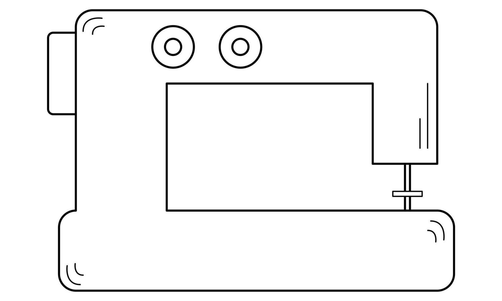 Hand drawn electric sewing machine. A tool for sewing clothes. Hobby. Doodle sketch. Vector illustration