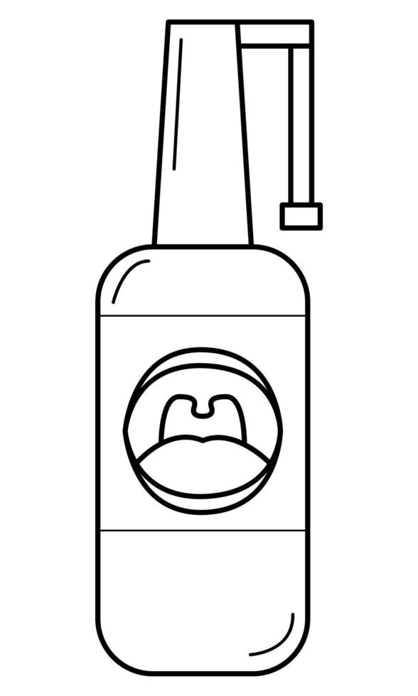 Hand drawn throat spray. Remedy for the treatment of infection in the nasopharynx. Doodle scetch. Vector illustration