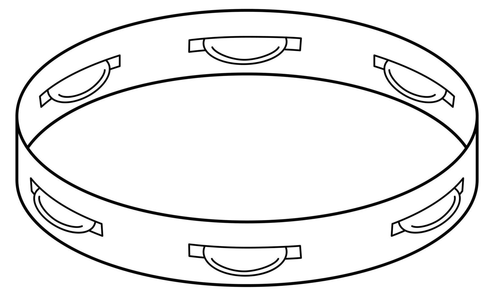 Hand drawn tambourine. Percussion musical instrument. Doodle style. Sketch. Vector illustration