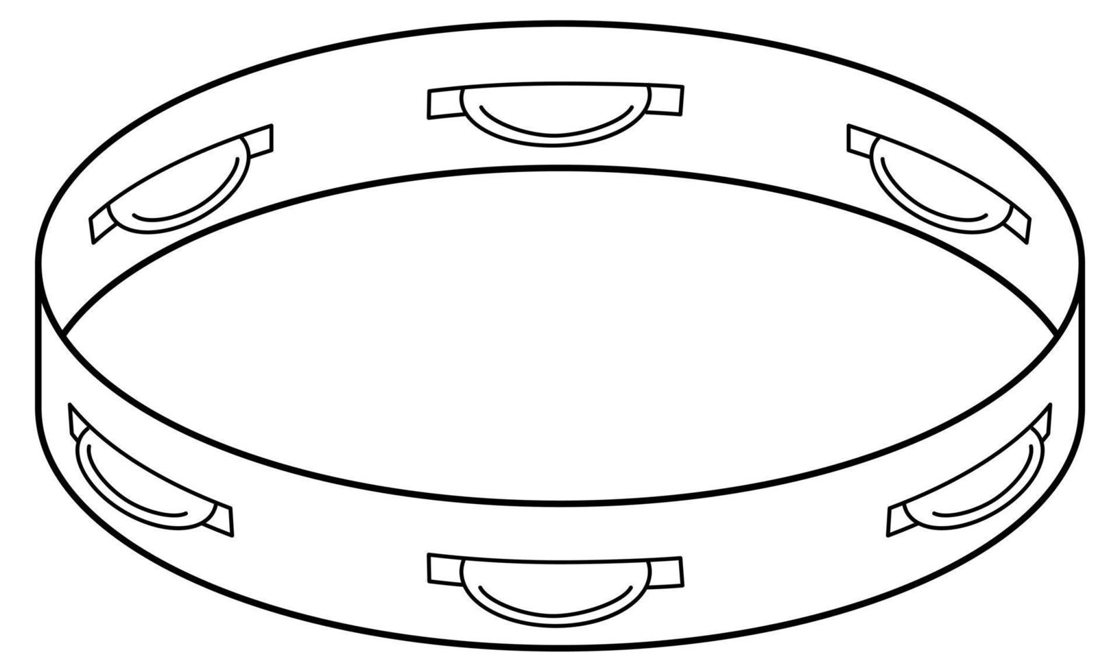 Hand drawn tambourine. Percussion musical instrument. Doodle style. Sketch. Vector illustration